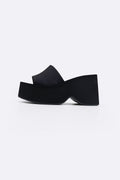 BLACK FEATHER PLATFORM SLIDES