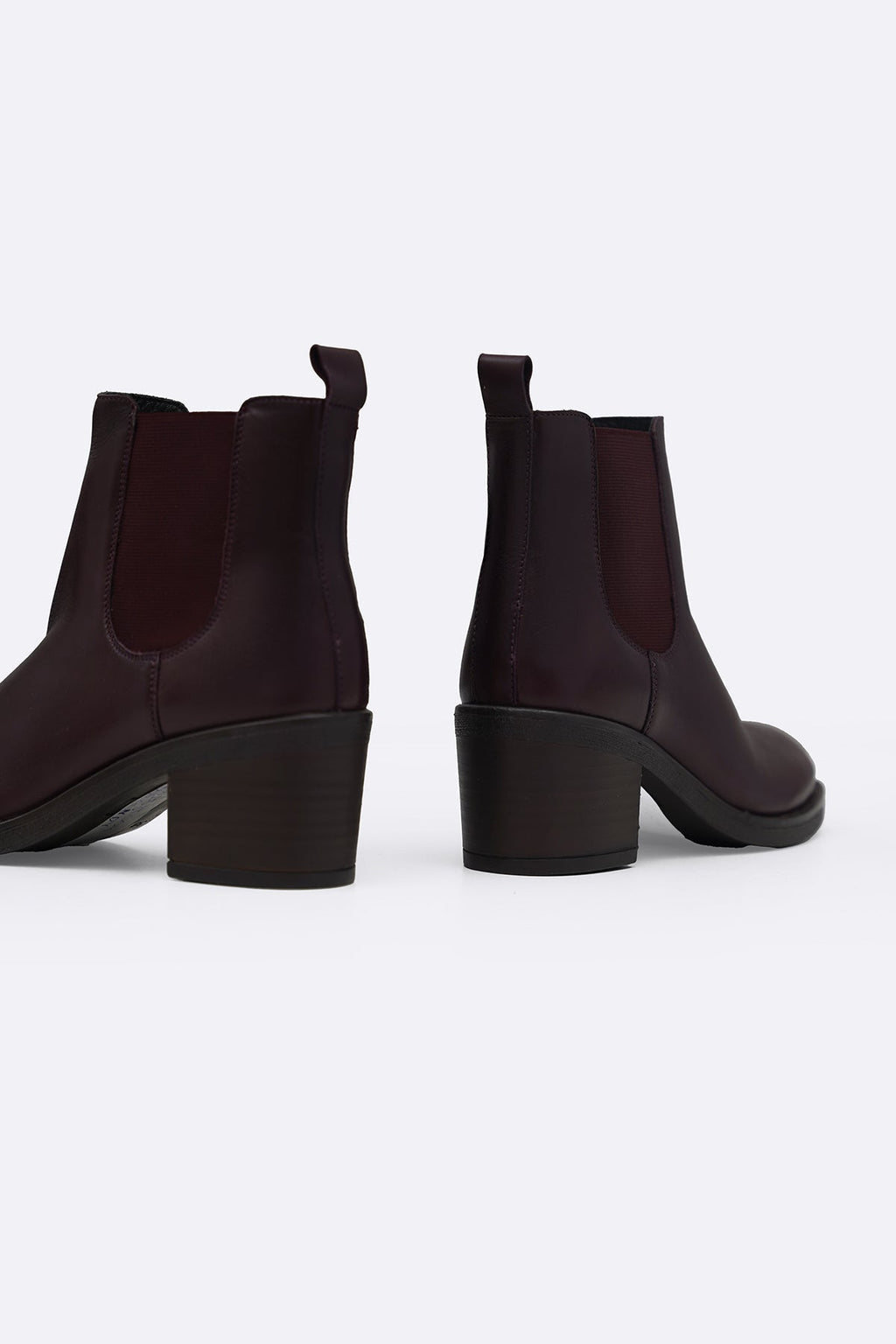 BURGUNDY BLOCK LEATHER BOOTS