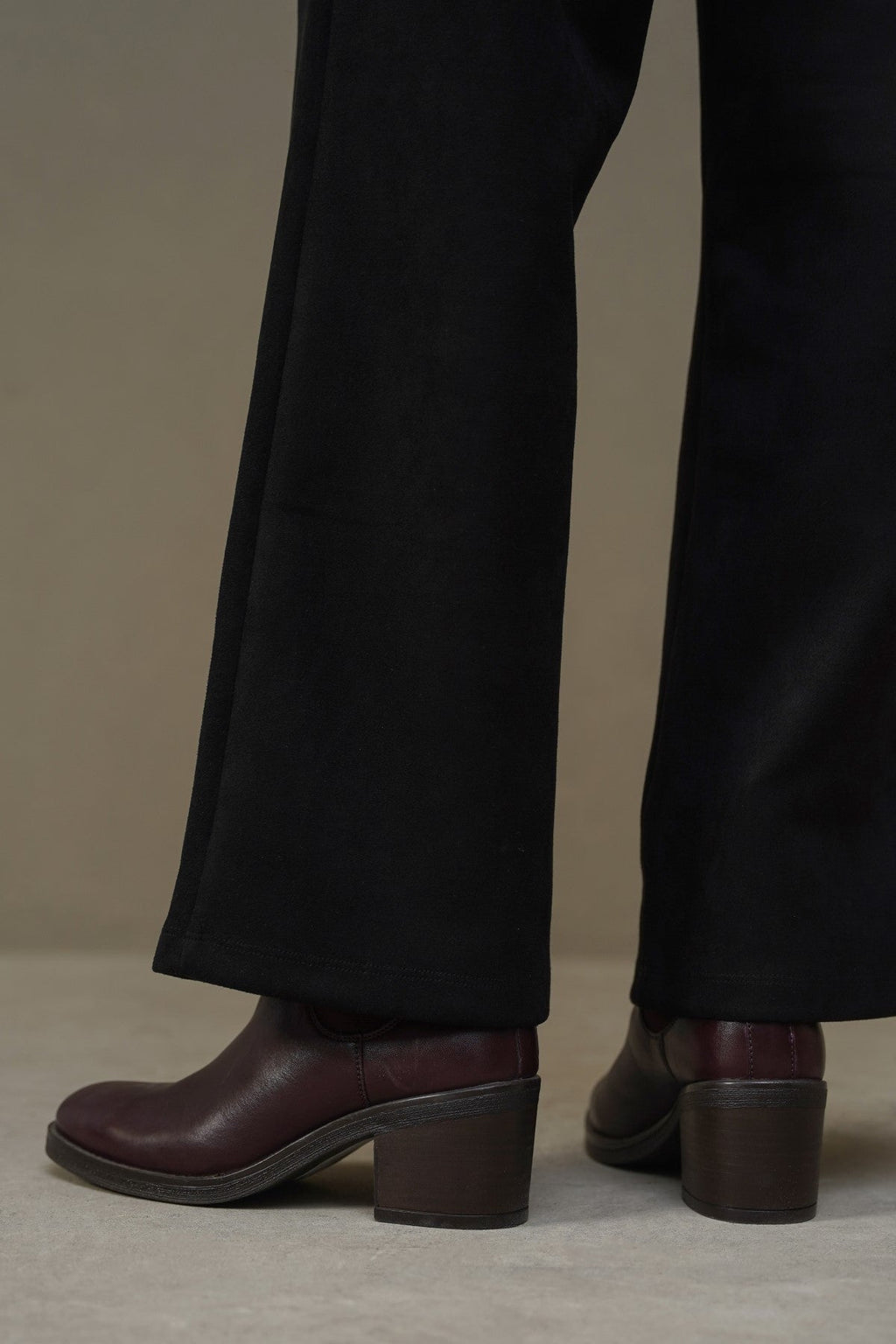 BURGUNDY BLOCK LEATHER BOOTS