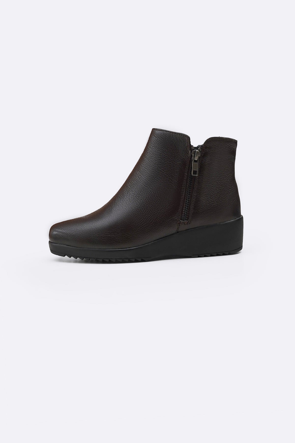 DARK BROWN COMFY LEATHER WEDGE BOOTS