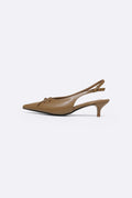KHAKI BOW CHARM HEELS