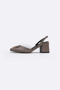TAUPE SLINGBACK BLOCK HEELS
