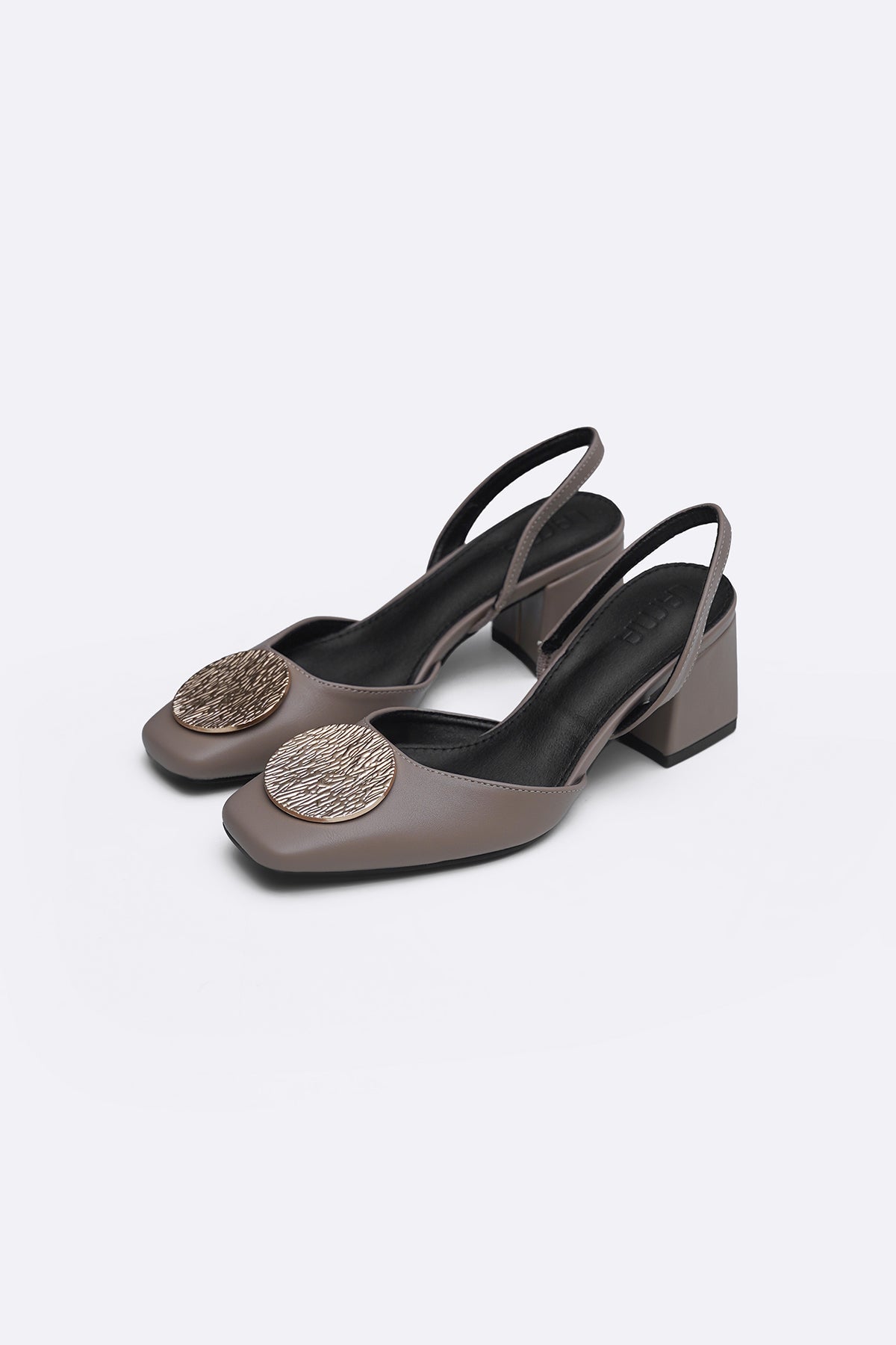 TAUPE SLINGBACK BLOCK HEELS