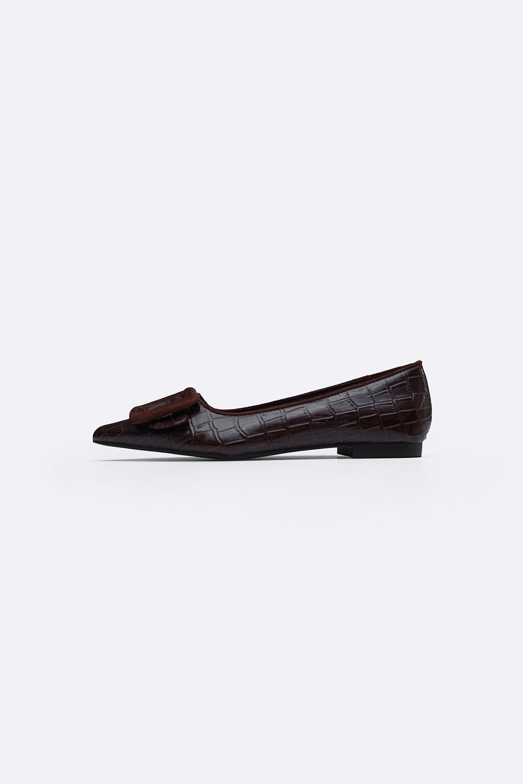 DARK BROWN SEINE BUCKLE PUMPS