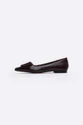 DARK BROWN SEINE BUCKLE PUMPS