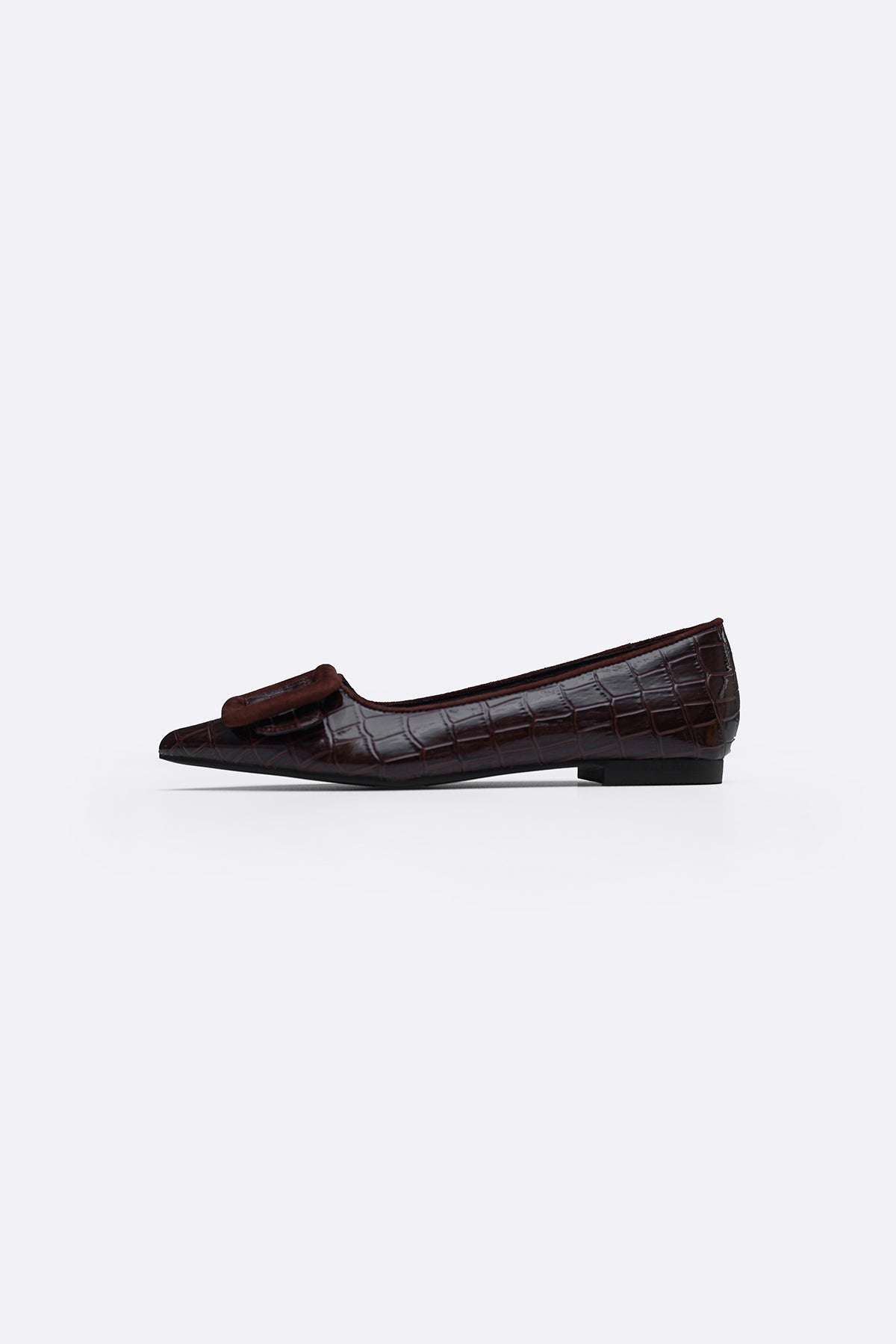 DARK BROWN SEINE BUCKLE PUMPS
