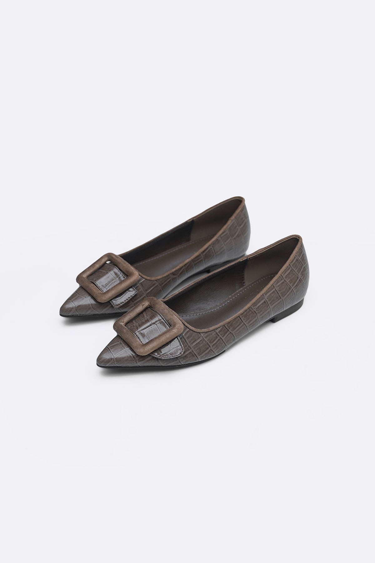 TAUPE SEINE BUCKLE PUMPS
