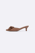 TAUPE FLOWER MINI HEELS
