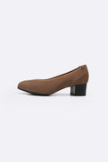 TAUPE LEATHER BLOCK HEELS