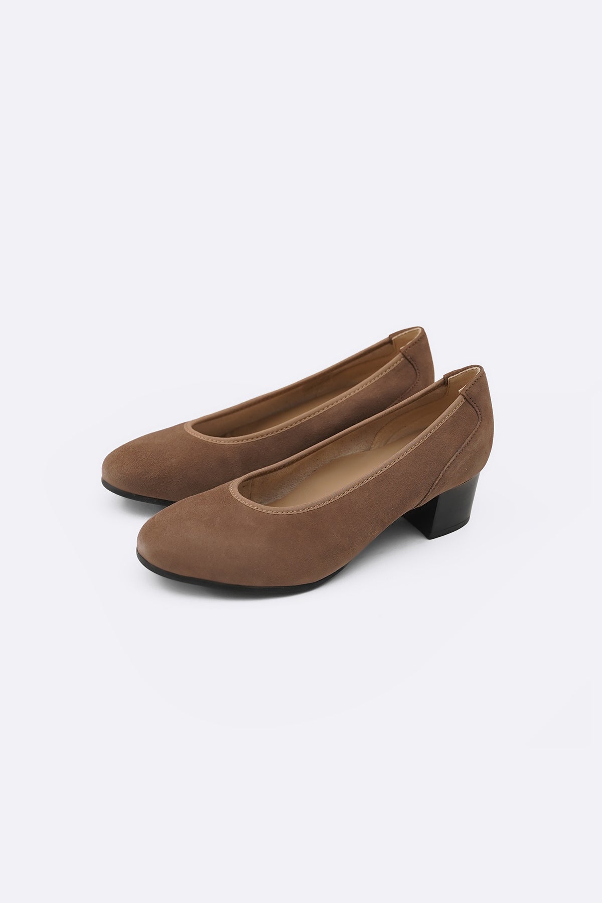 TAUPE LEATHER BLOCK HEELS