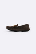 DARK BROWN METAL LEATHER LOAFERS