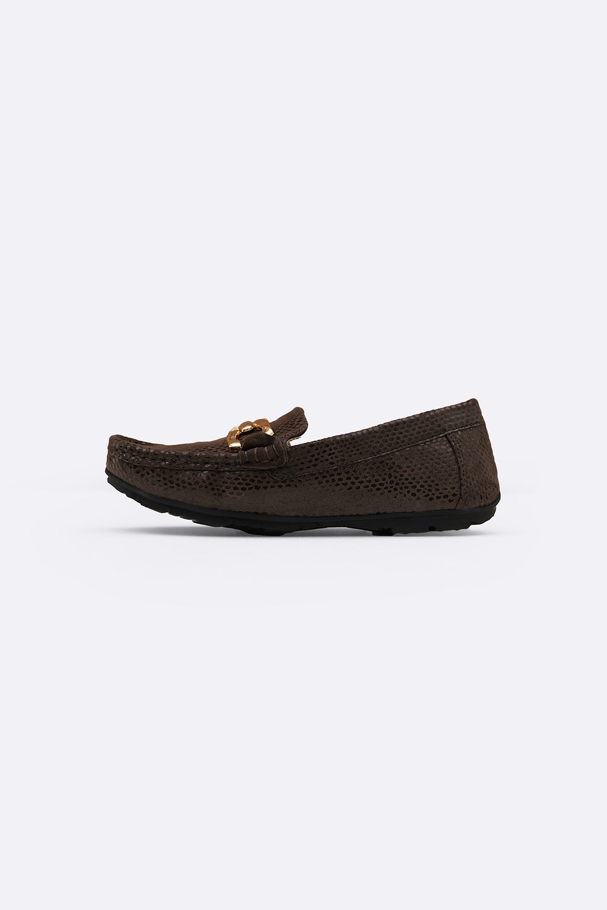 DARK BROWN METAL LEATHER LOAFERS