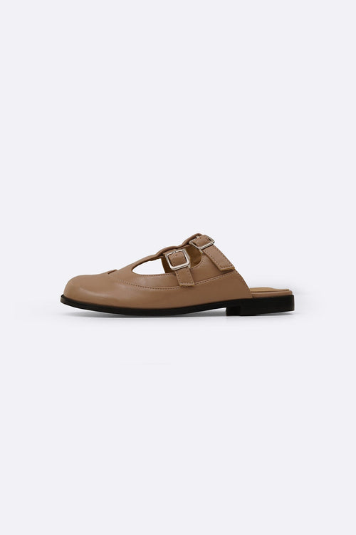 TAUPE BROGUE MULE CLOGS