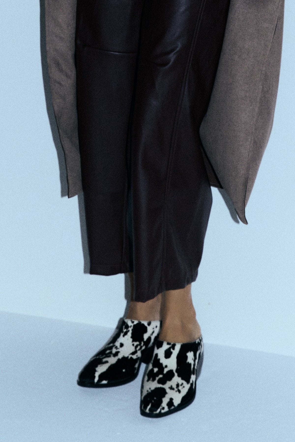 BLACK COW LEATHER BOOT MULES