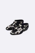 BLACK COW LEATHER BOOT MULES