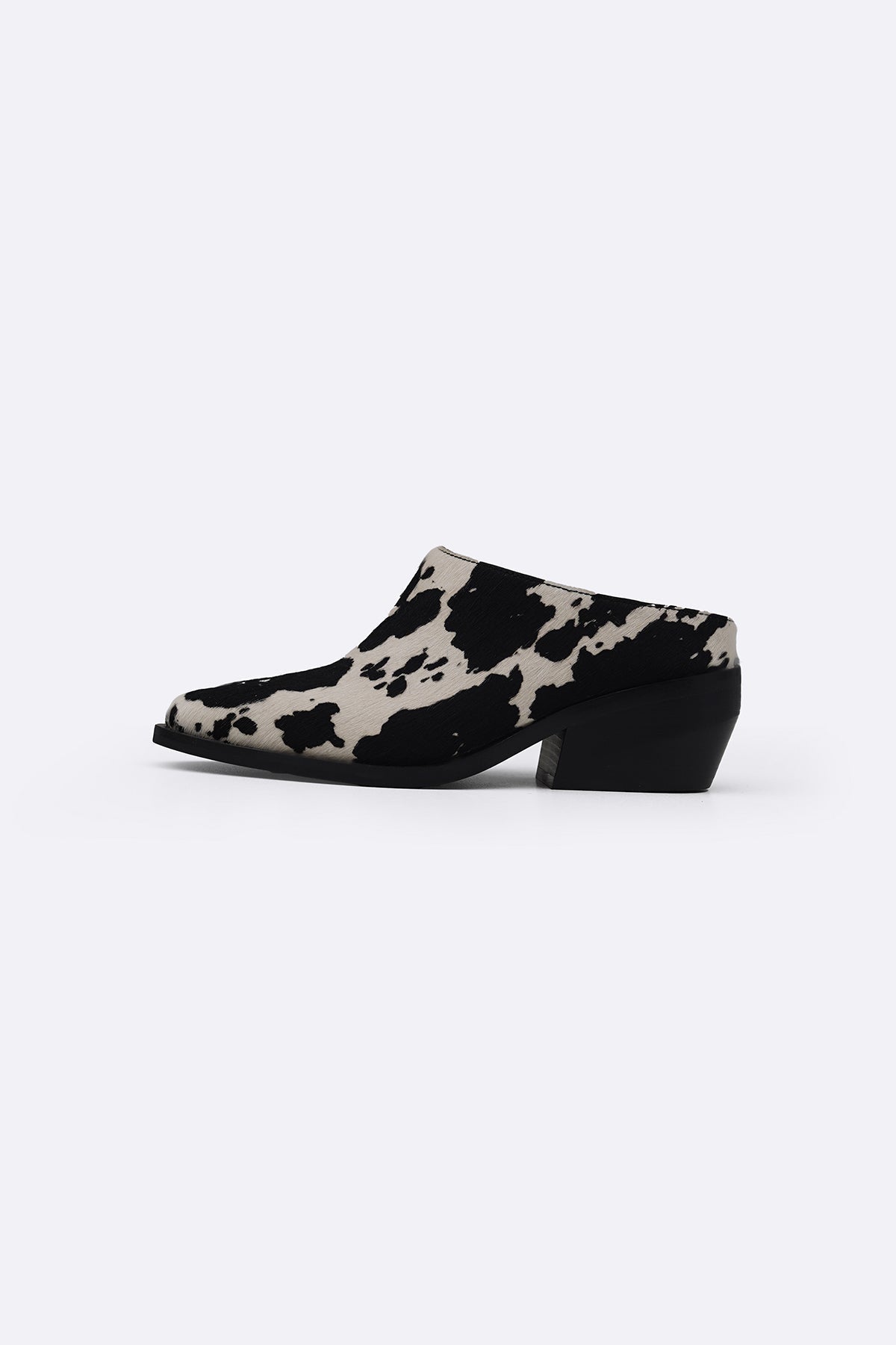 BLACK COW LEATHER BOOT MULES