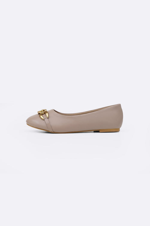 TAUPE CHAIN MAMA PUMPS