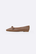DARK BEIGE TEXTURED LEATHER PUMPS