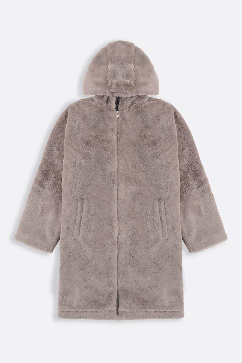 KHAKI LONG FUR JACKET