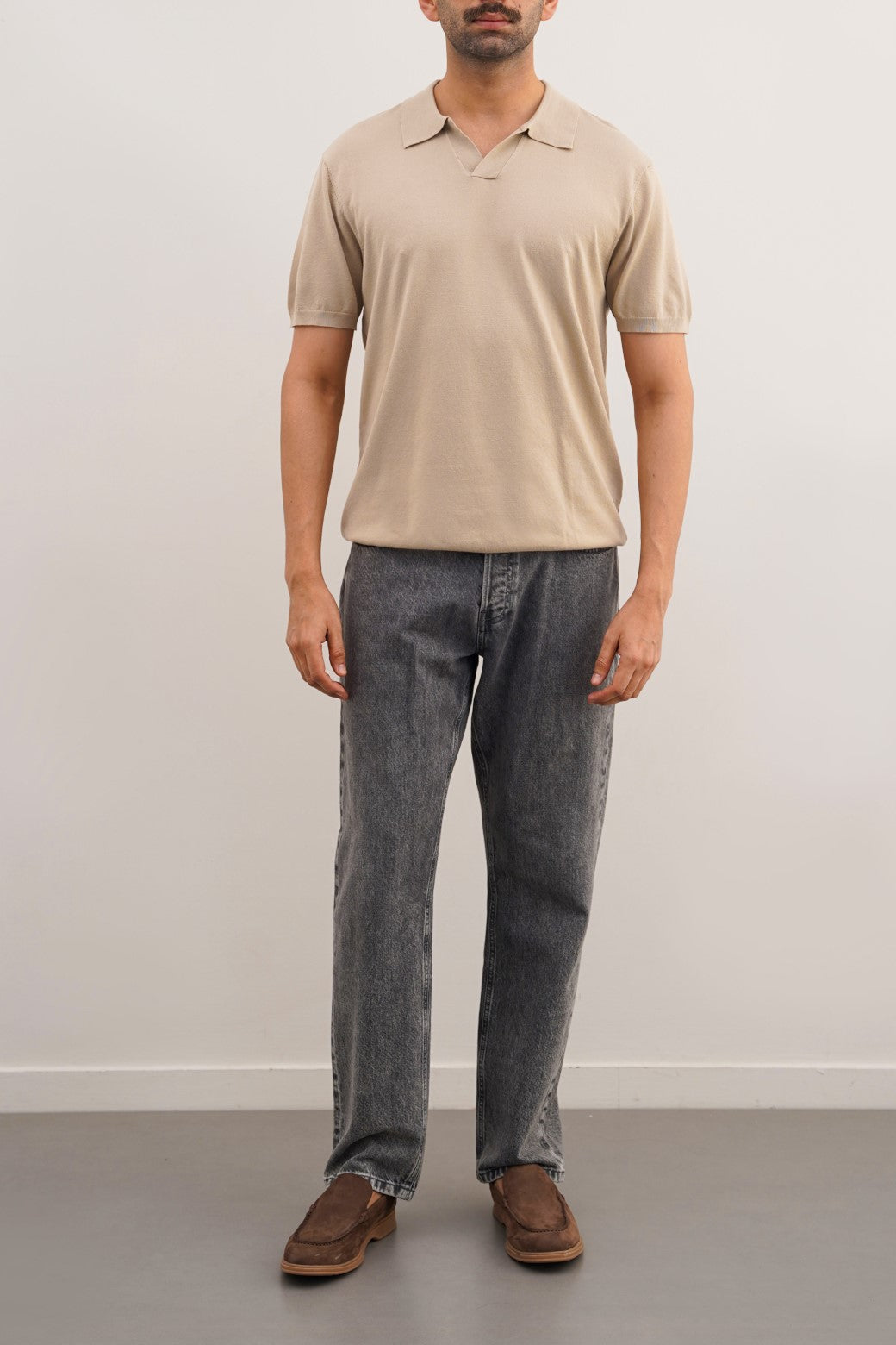 BEIGE TEXTURED POLO