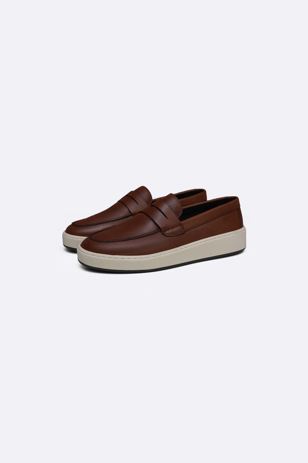 BROWN PENNY LEATHER LOAFERS