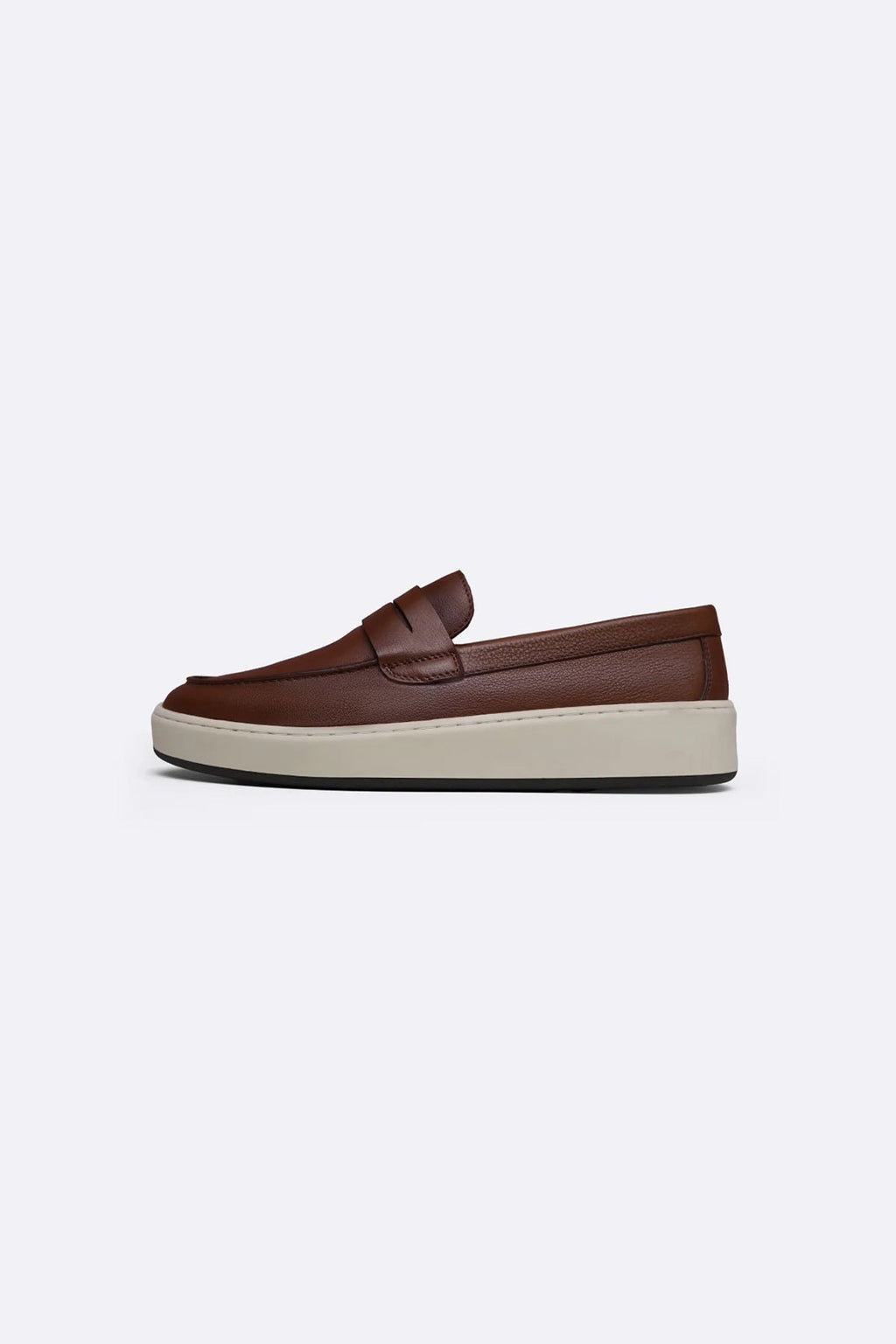 BROWN PENNY LEATHER LOAFERS