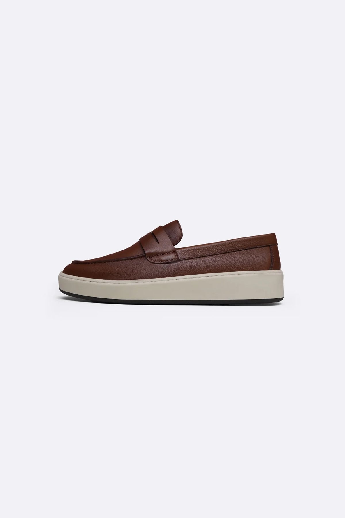 BROWN PENNY LEATHER LOAFERS