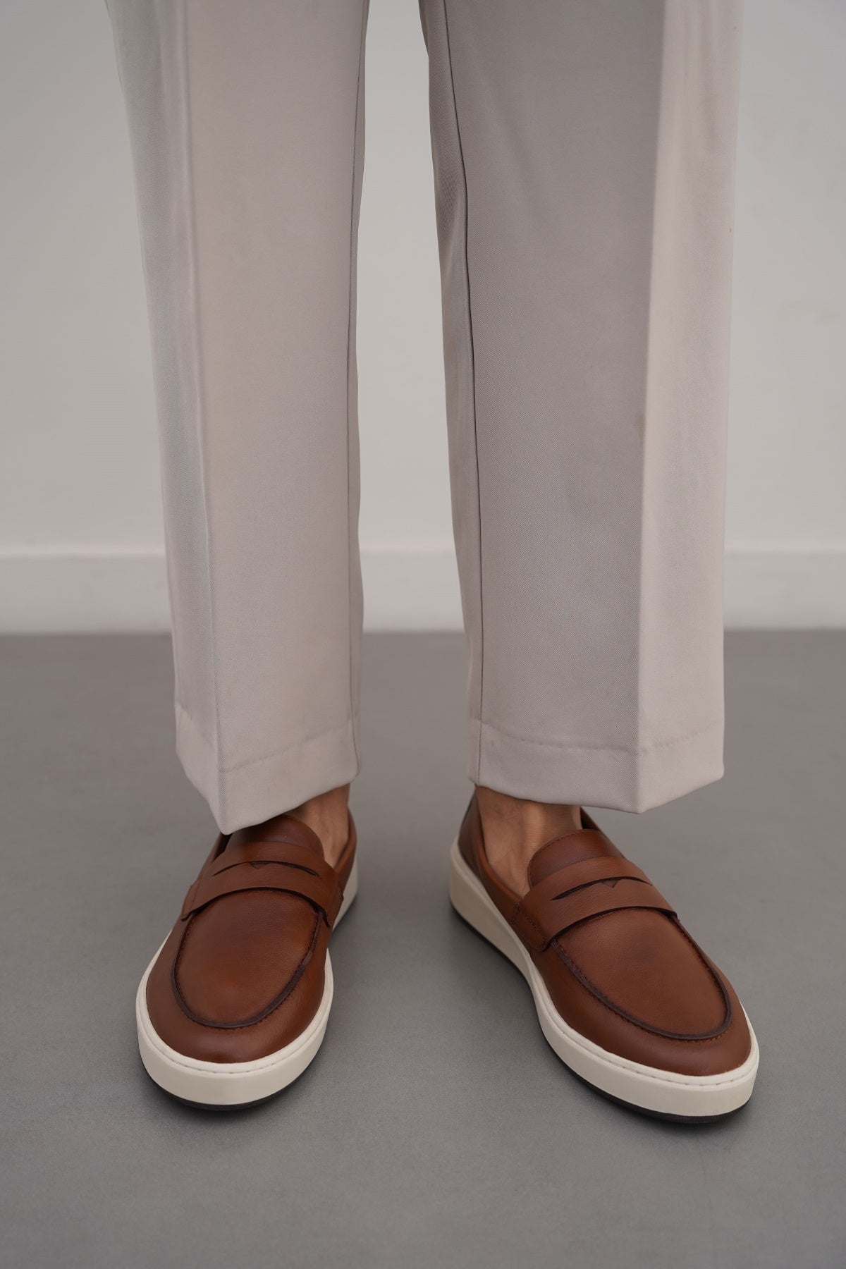 BROWN PENNY LEATHER LOAFERS