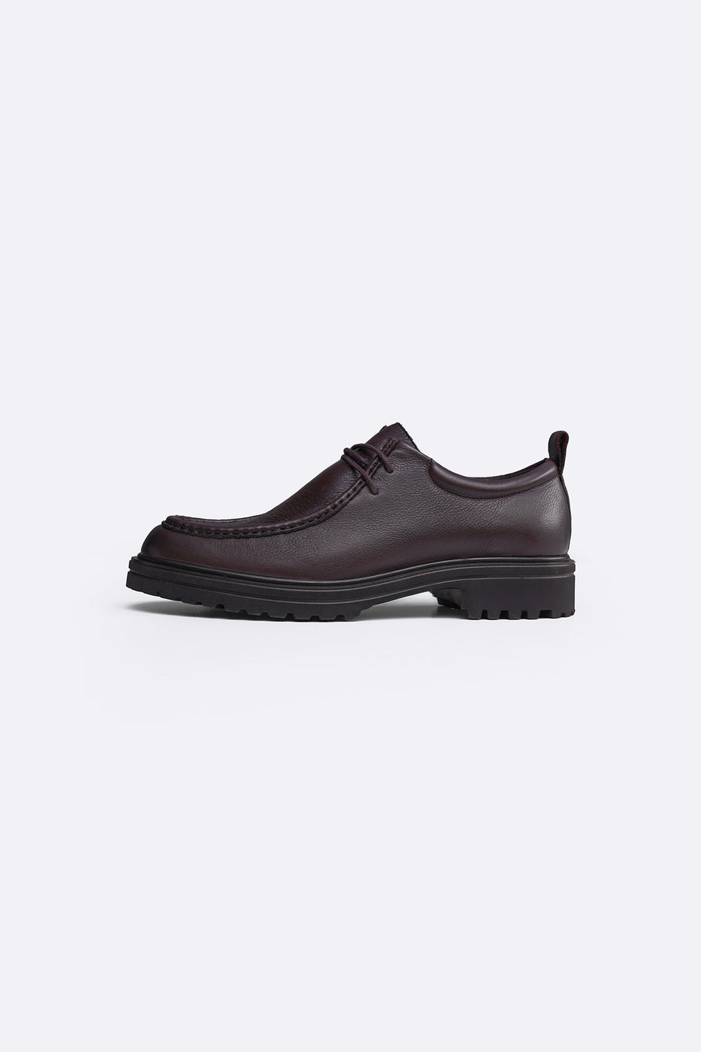 DARK BROWN LEATHER MOC TOE SHOES
