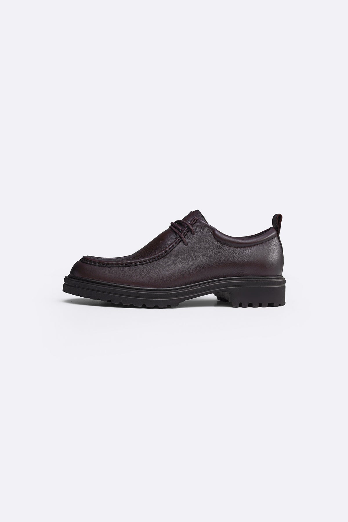 DARK BROWN LEATHER MOC TOE SHOES