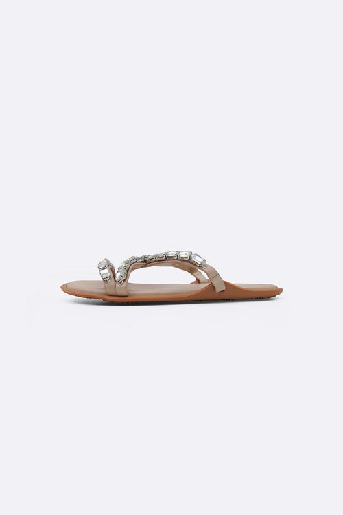 NUDE CHAMPAGNE STONE SLIDES