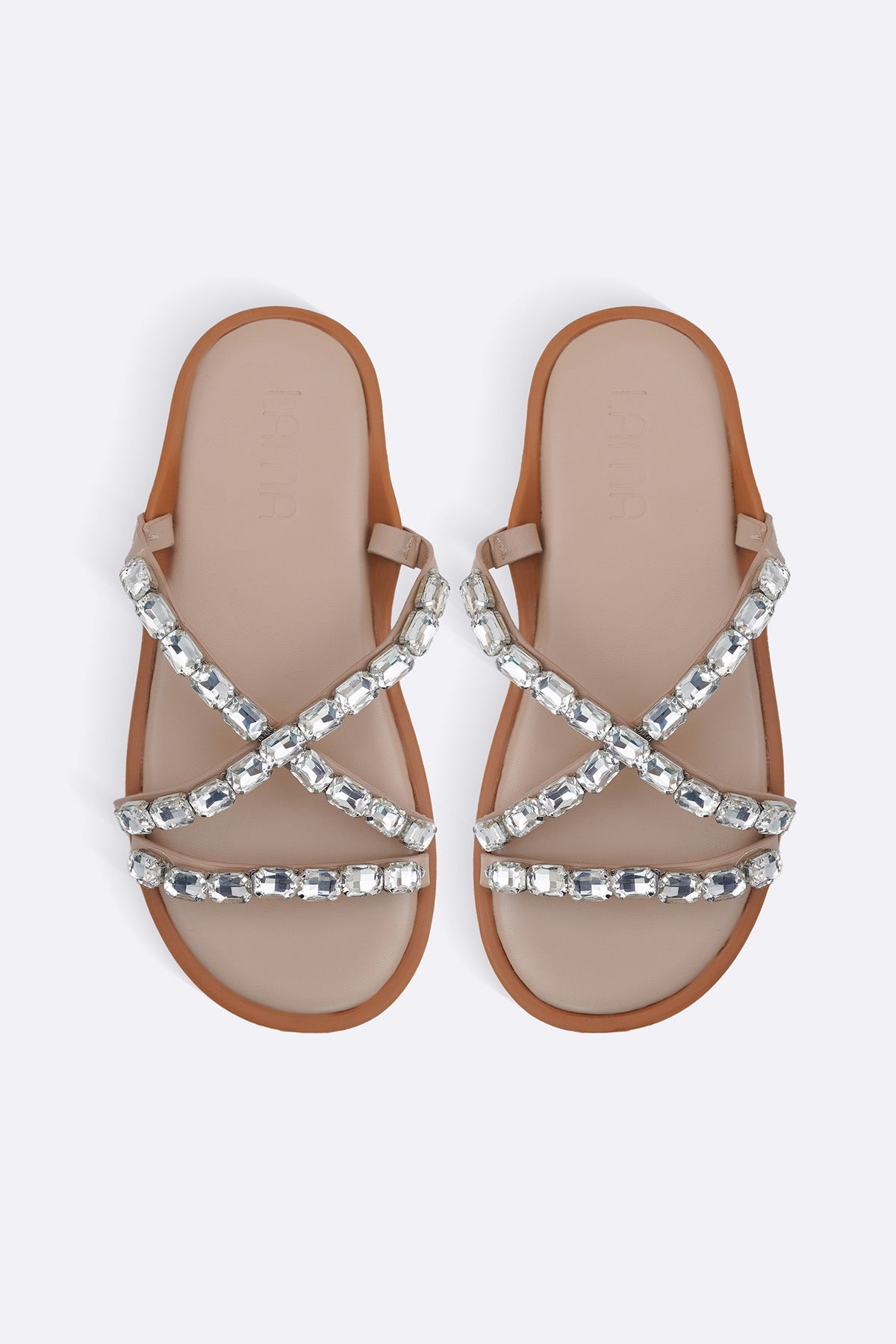 NUDE CHAMPAGNE STONE SLIDES